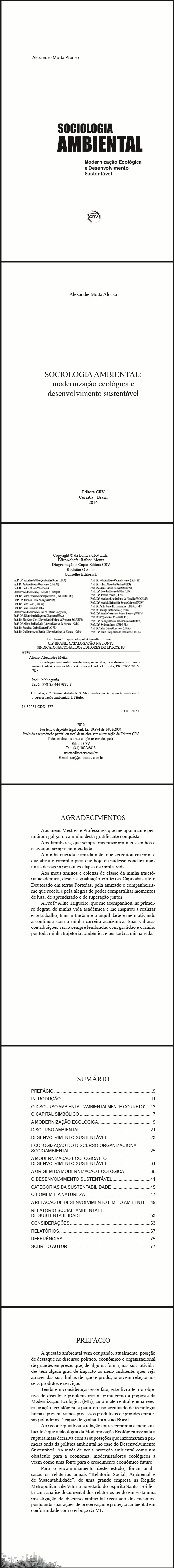 SOCIOLOGIA AMBIENTAL:<br>modernização ecológica e desenvolvimento sustentável